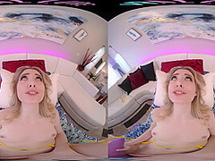 Tight blonde teen is ready to ride your dick in VR