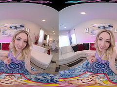 Tight blonde teen is ready to ride your dick in VR