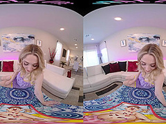 Tight blonde teen is ready to ride your dick in VR