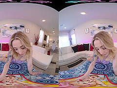 Tight blonde teen is ready to ride your dick in VR