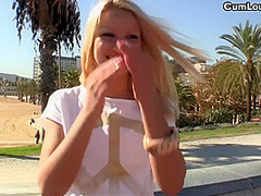 Blonde Loving To Suck Cock And Takes Cum All Over With Cherry Kiss