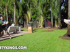 Catalina Ossa And J Mac In Shoots With Her Water Gun He Retaliates