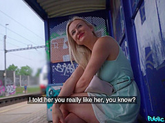 Lily Joy & Martin Gun in Blonde Fucked Behind Train Station - FakeHub