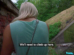 Lily Joy & Martin Gun in Blonde Fucked Behind Train Station - FakeHub