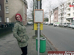german Blonde big tits milf public pick up on street flirt
