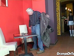 Teen barmaid screws oldie in reverse