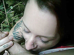 Public Blow-job With Totally Tattooed And Pierced Bitch!