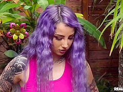 Hot Goth Teen With Violet Hair Enforces S - Val Steele