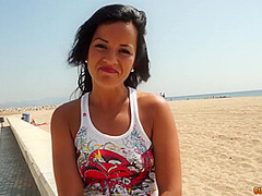 Spanish Beach Babe Flashes In Public!