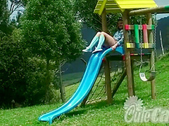 Hot Cute Carla Tease Naked in playground Outdoor