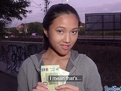 Smallboob Asian beauty pounded for cash before giving head