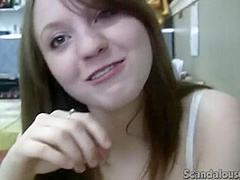 Teen slut sucks cock in public bathroom