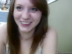 Teen slut sucks cock in public bathroom