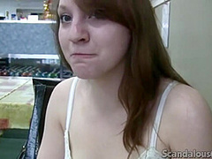 Teen slut sucks cock in public bathroom