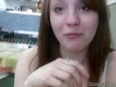 Teen slut sucks cock in public bathroom