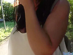 Bigboob european beauty outdoor fucked after giving POV bj