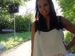 Bigboob european beauty outdoor fucked after giving POV bj