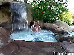 Chloe ***her lesbian friend licking her pussy at falls