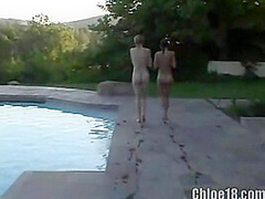 Chloe ***her lesbian friend licking her pussy at falls
