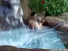 Chloe ***her lesbian friend licking her pussy at falls