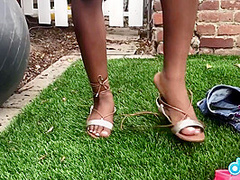 Noemie Bilas - Lovely Ebony Rides A White Cock Outdoor