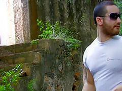 Busty Brunette Gets Fucked In The Ruins And Drinks Cum