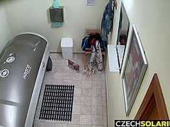 Beautiful Brunette Masturbating In Solarium