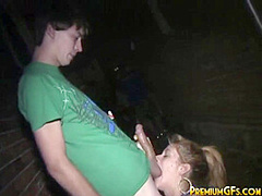 Party Blonde Girl Blowjob and Fucking Backyard