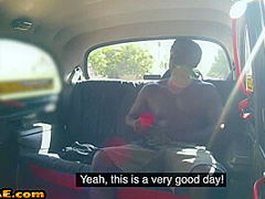 Dicksucking busty cabbie blowing and getting pounded by BBC