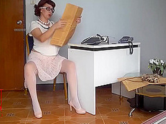 Secretary At Office. Undressing Employee. Cam 1