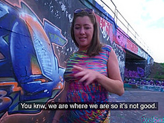 Pickedup brunette eurobabe sucks in POV before outdoor sex