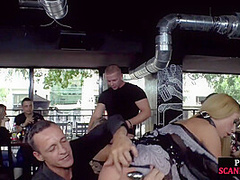 Public subs sucking domes in group before anal toying