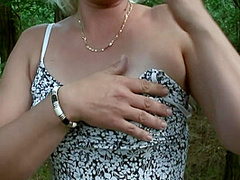 Blond Granny Asturnating Outdoors Takes Strangers Cock