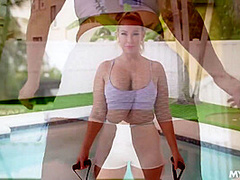 Busty Big Ass Blonde Milf Mellanie Fucked Hard By Her Fitne With Mellanie Monroe