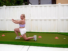 Busty Big Ass Blonde Milf Mellanie Fucked Hard By Her Fitne With Mellanie Monroe