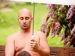 Couple Has Good Sex On A Bench Outdoors