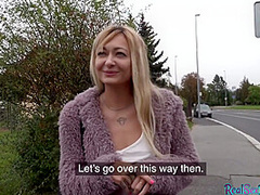 Pulled eurobabe sucks POV before outdoor fucked from behind