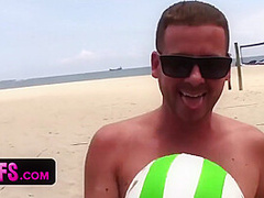 Four Delicious Fit Girls In Tiny Bikinis Share Two Lucky Studs And Ride Them By The Pool