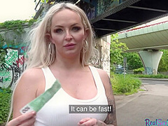 Busty blonde eurobabe gets paid to jerk and ride POV dick