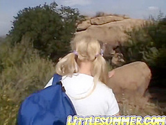 Horny lez teen threeway babes go down