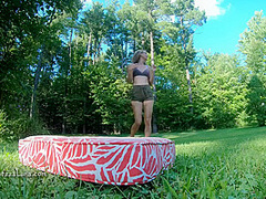Yummy Yogi Pussy Squirts Outside With Banana