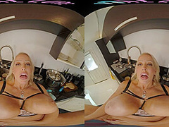 Curvy big tit blonde MILF teasing her stepson in VR