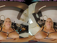 Curvy big tit blonde MILF teasing her stepson in VR