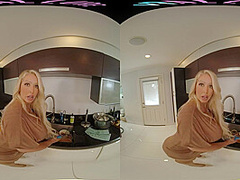 Curvy big tit blonde MILF teasing her stepson in VR