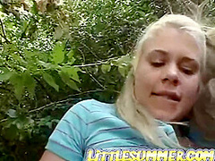 Petite outdoor teen fingers herself