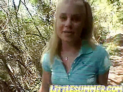 Petite outdoor teen fingers herself