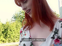 Pickedup redheaded euro rides outdoors before bentover