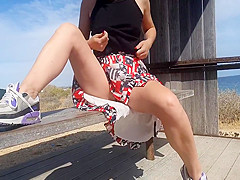 Horny Pierced Babe Squirt On Public Beach