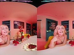 Your gorgeous blonde girlfriend thanks you for her Valentine's Day gifts in VR