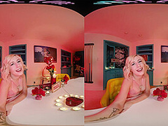 Your gorgeous blonde girlfriend thanks you for her Valentine's Day gifts in VR